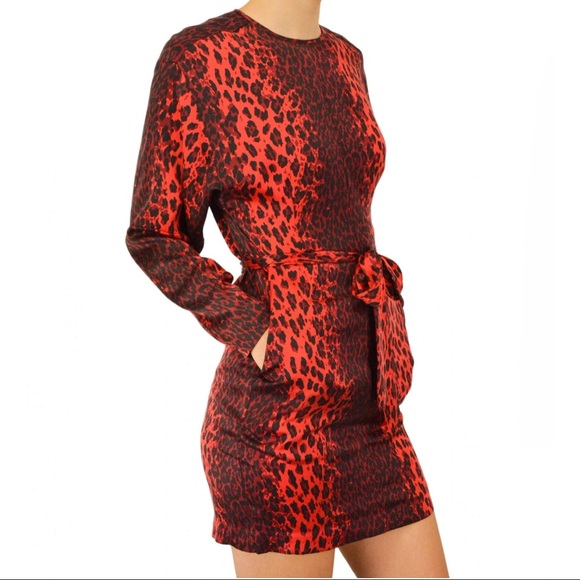 Equipment 100% Silk Dress Femme Leopard Print Red